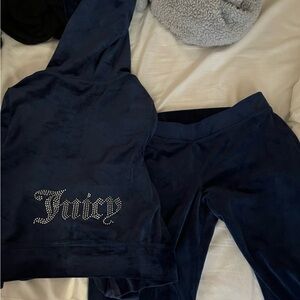 Juicy Couture Navy Velour Tracksuit with Rhinestone Logo